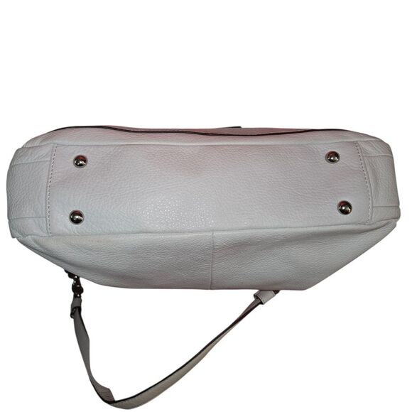 B. Makowsky Vintage White Pebble  Leather Shoulder Bag Purse - Picture 8 of 16